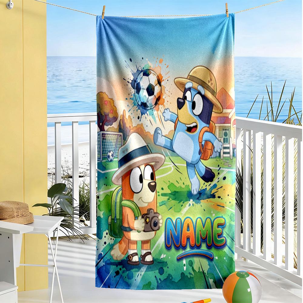 Christmas Soccer Fun Personalized Text Beach Towel Quick-Dry Soft Microfiber