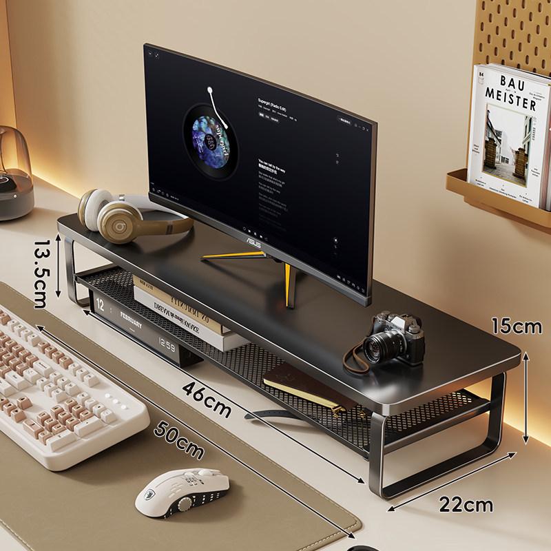 Desktop Monitor Riser with Pull-out Keyboard Tray and Laptop Stand
