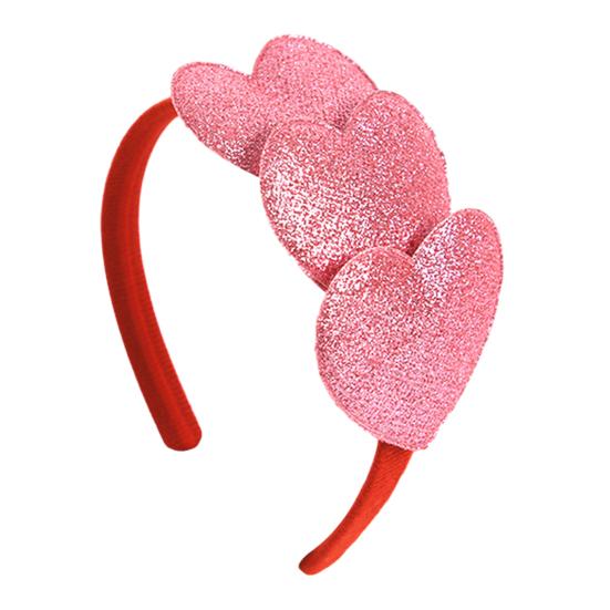 Повязка на голову на День святого Валентина, блестящая, красная, розовая, с сердечком, повязка для волос, блестящая, милая, аксессуары для волос на уши для Валентина