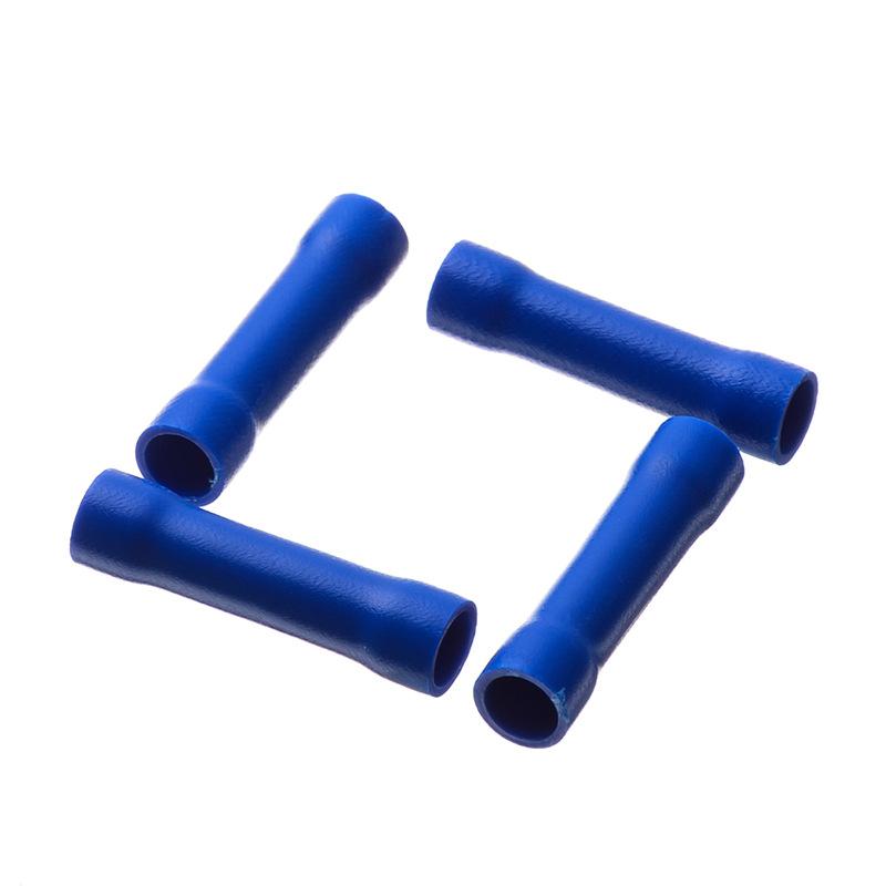 50Pcs/Bag Blue BV2 Tubular Connectors, Insulated 2-in-1 Quick Wire Splice Terminals