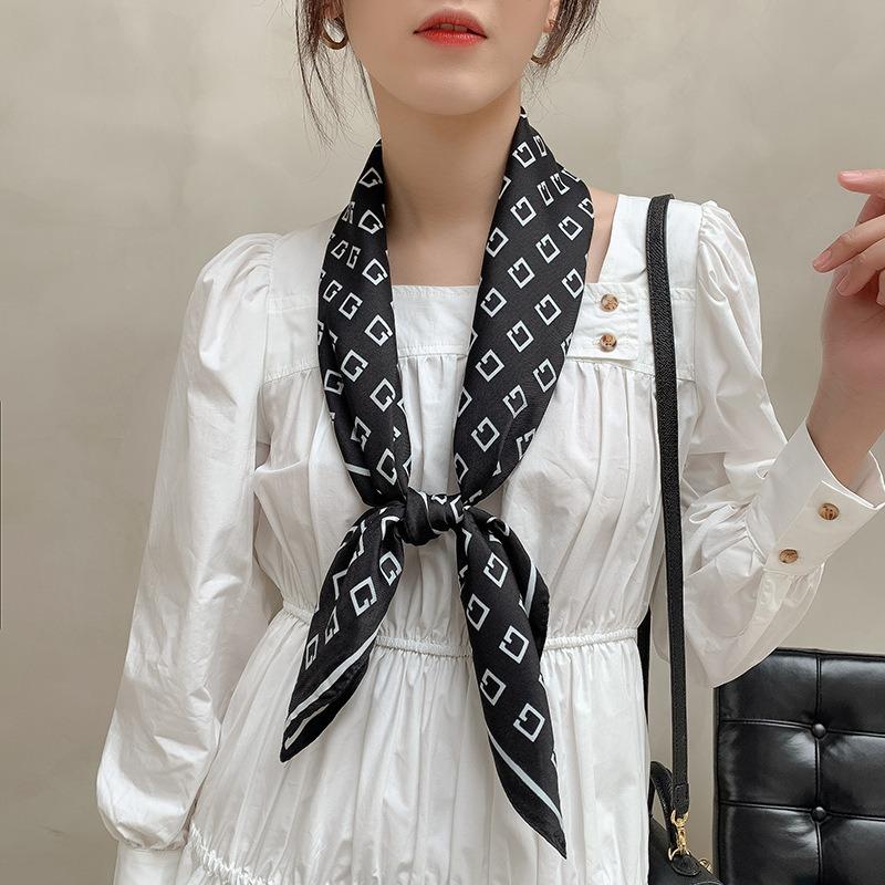 New Square Scarf Emulated Silk Scarf Fashionable Professional Scarf Versatile Light Thin Breathable Twill Scarf Shawl