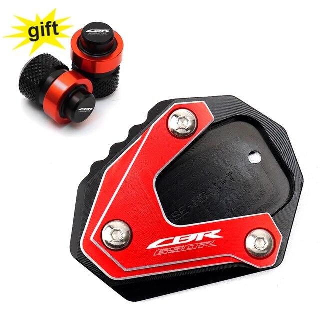 New For HONDA CBR650R CB650R CB 650R CBR 650 R -2023 Motorcycle Accessories Kickstand Side Stand Enlarge Pad Free Valve Caps