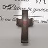 Wooden Cross-Shaped Ornament Comfort Support In Difficult Times Handcrafted Walnut Pocket Charm Figure