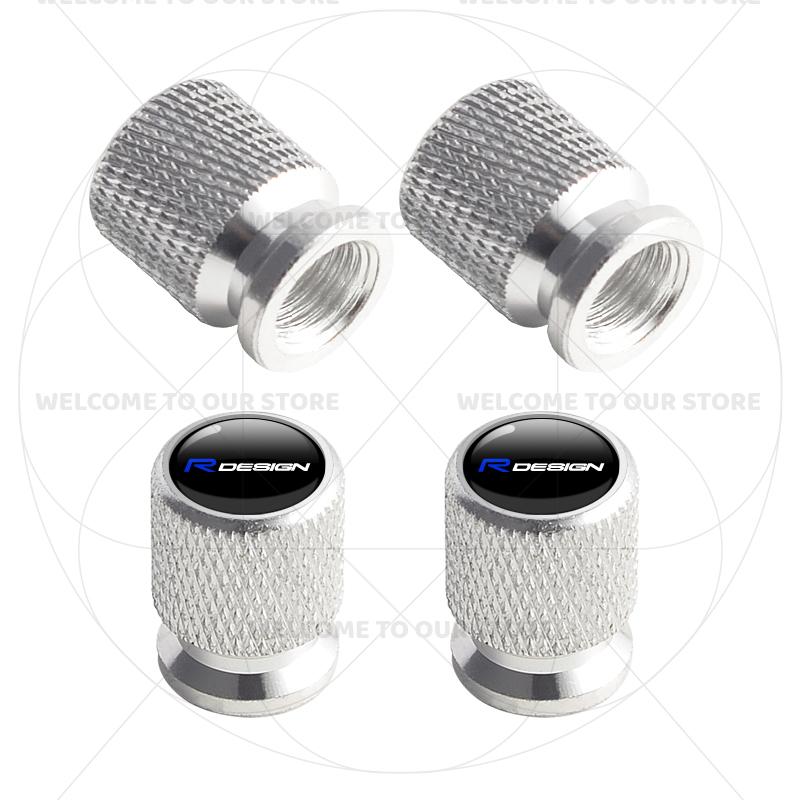 For Volvo R Design Emblem S90 V90 XC60 T8 V70 S60 V60 EX30 Moose 4Pcs Aluminum Car Tire Valve Caps Wheel Stem Air Dust Covers
