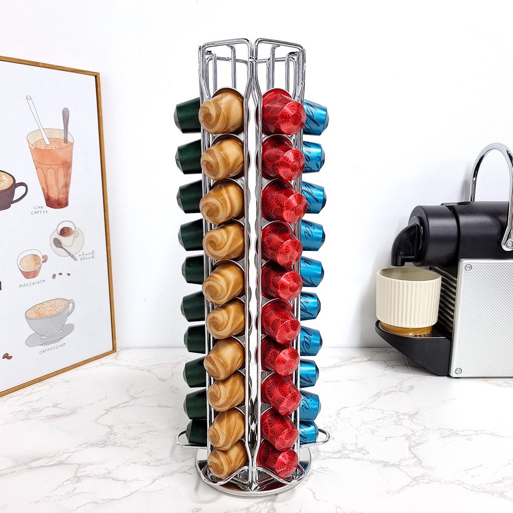 Держатель для кофейных капсул для Nespresso OriginalLine Органайзер для хранения 360° Вращающаяся карусель для кофейных капсул 20-40-60 капсул