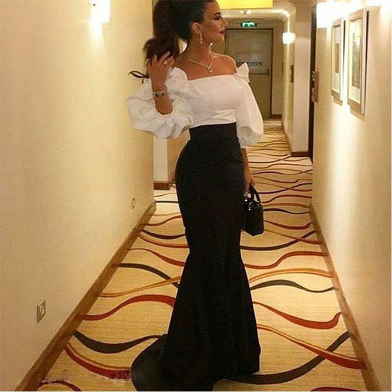 Women Elegant Off Shoulder Puff Long Sleeves Patchwork Bride Bridesmaids Wedding Long Dress Gorgeous Party Maxi Ball Gowns