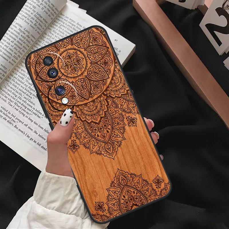 Деревянный чехол с цветочной мандалой для Honor 90 Lite Magic 5 Pro 70 50 10 Honor X8 X7 X9 X9a X8a X7a X6a 9X 8X Задняя крышка