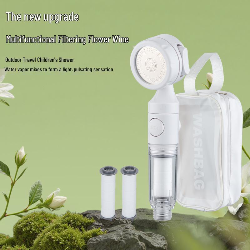 Lotus Head Universal Travel Shower Filter - Powerful Mini Showerhead for Hotels
