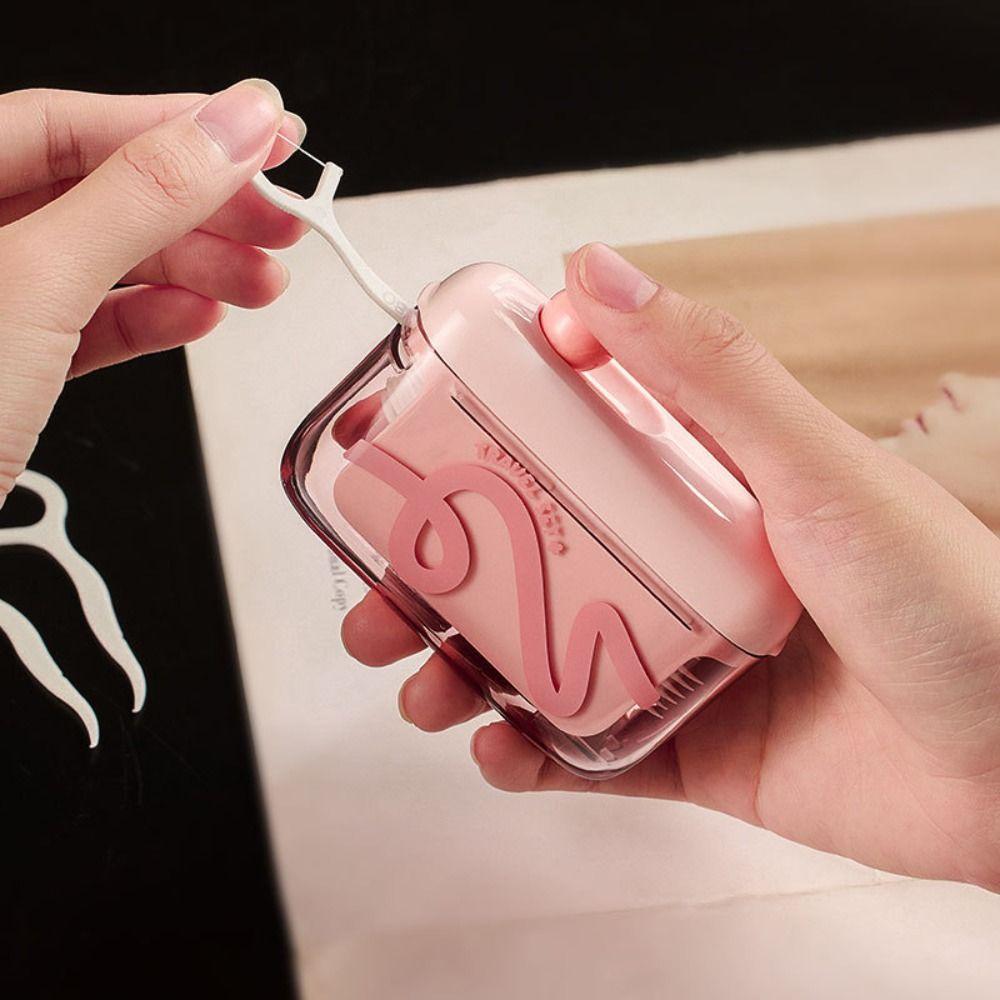 Dustproof Automatic Pop Dental Floss Box Press-on Mini Teeth Stick Case Men&Women