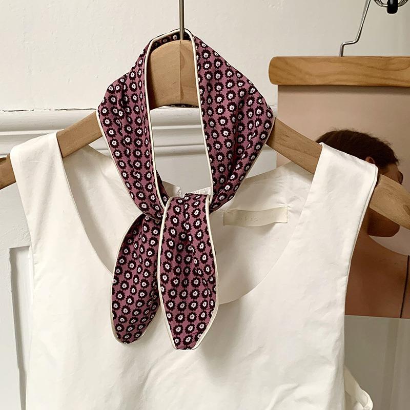 Headscarf Women's Pastoral Spring and Summer Fashion Colorful Retro Plaid Fabric Headband Pure Cotton Silk Scarf Decorative Small Scarf