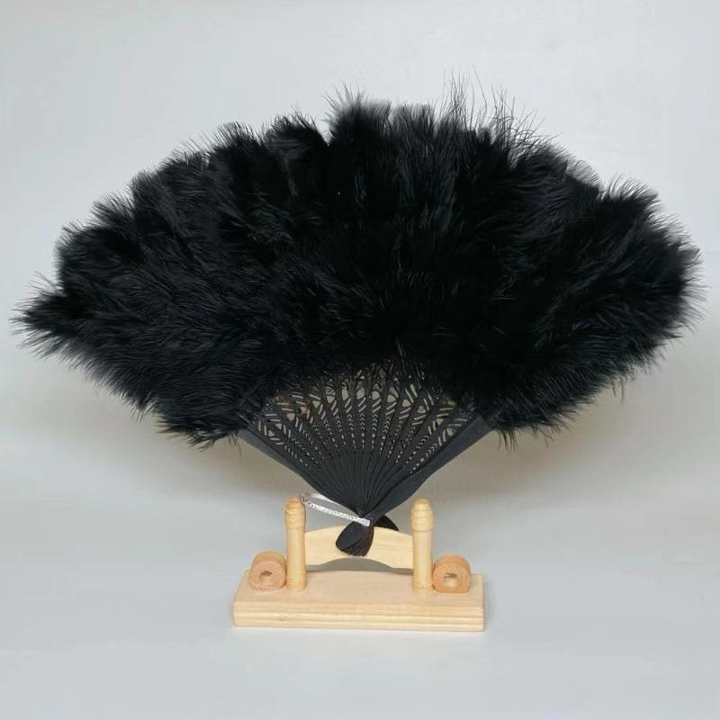 Свадебный веер из перьев - Элегантный свадебный аксессуар для девичников и церемоний - Роскошный складной веер