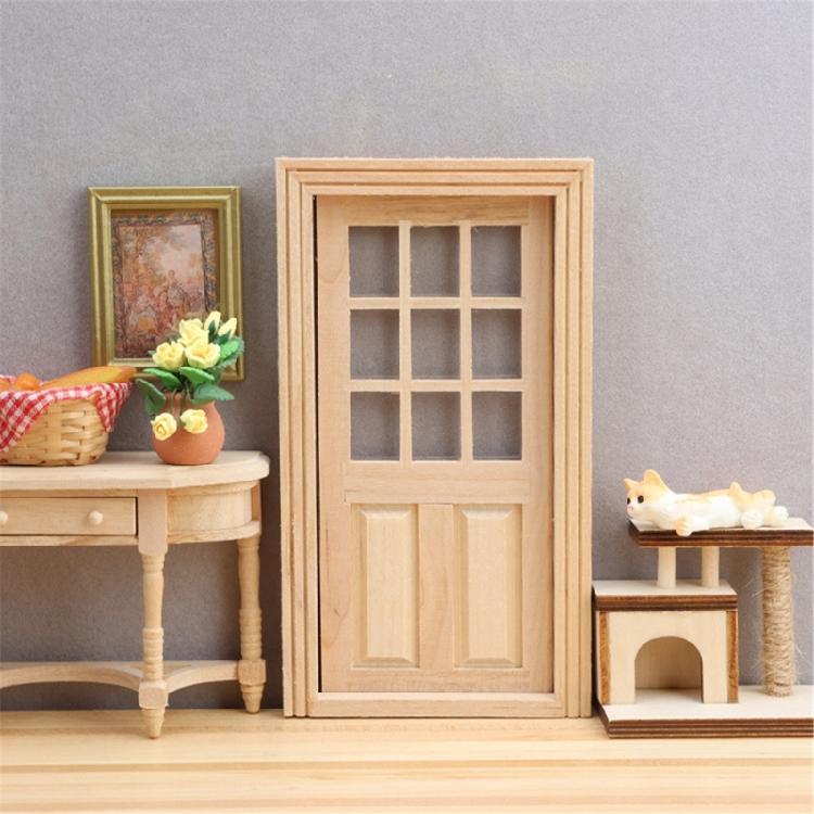 Antique Styles Miniature Door For Doll House Decoration Wood Furniture Door Figurine For 1/12 Model Craft Project Supply