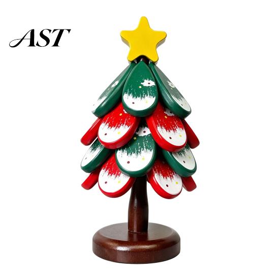 Christmas Tree Hot Pad Wooden Trivets, Durable Pine Wood Potholders with Storage Stand, Trivets for Pots Heat Resistant Foldable Countertop Protector