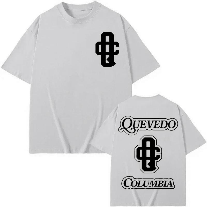 Rapper Quevedo Columbia Double Sided Print T Shirt Oversized Hip Hop Short Sleeve T-shirt Men Women Casual Fashion Loose T-shirt