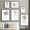 Woman Butterfly Crown Sexy Abstract Line Posters Prints Minimalist Wall Art Canvas Painting For Living Room Home Decoration