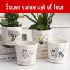 Creative Pattern Ceramic Flower Pot with Tray
