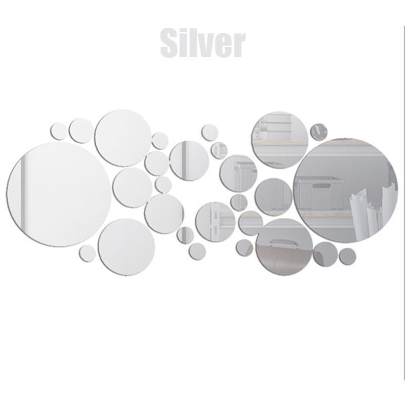 26Pcs 3D Round Mirror Wall Sticker DIY TV Background Bathroom Bedroom Stickers Home Decor