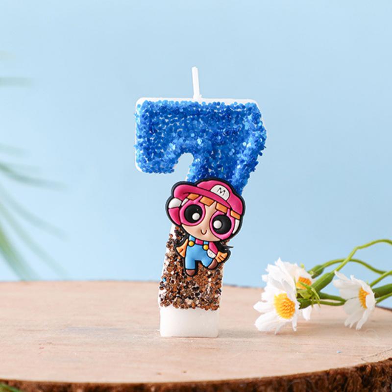 Colorful Cartoon Policewoman Birthday Cake Number Candles