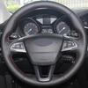 Подходит для Ford Escape 2017-2019, Чехол на руль со швом, Черная кожаная оплетка на руль, Нескользящий чехол на руль автомобиля