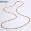 Тонкое ожерелье 3 мм для девочек, ожерелье из розового золота 585 пробы, женские украшения, подарок на день Святого Валентина, 50 см 60 см GN462
