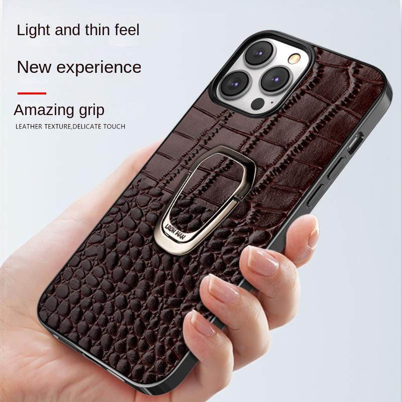 LANGSIDI Magnetic Ring Leather Case for iPhone 15 14 Pro Max 13 12 11 7 8 Plus Xs X XR SE 3 Crocodile Texture Stand Back Cover