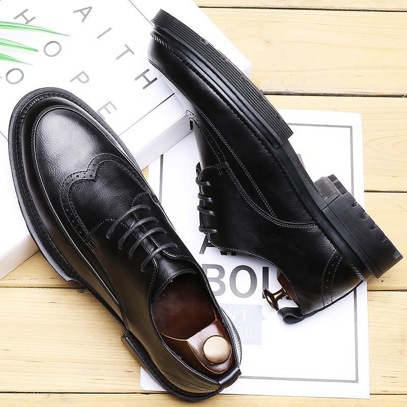 Мужские кожаные туфли с британской заостренной головой, мужские туфли с резным узором, на шнуровке, деловая повседневная обувь, поставка от производителя, цельная Px25-M