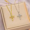 Micro-diamond Cross Necklace New Zircon Pendant Trendy Personality Versatile Sweater Chain Jewelry