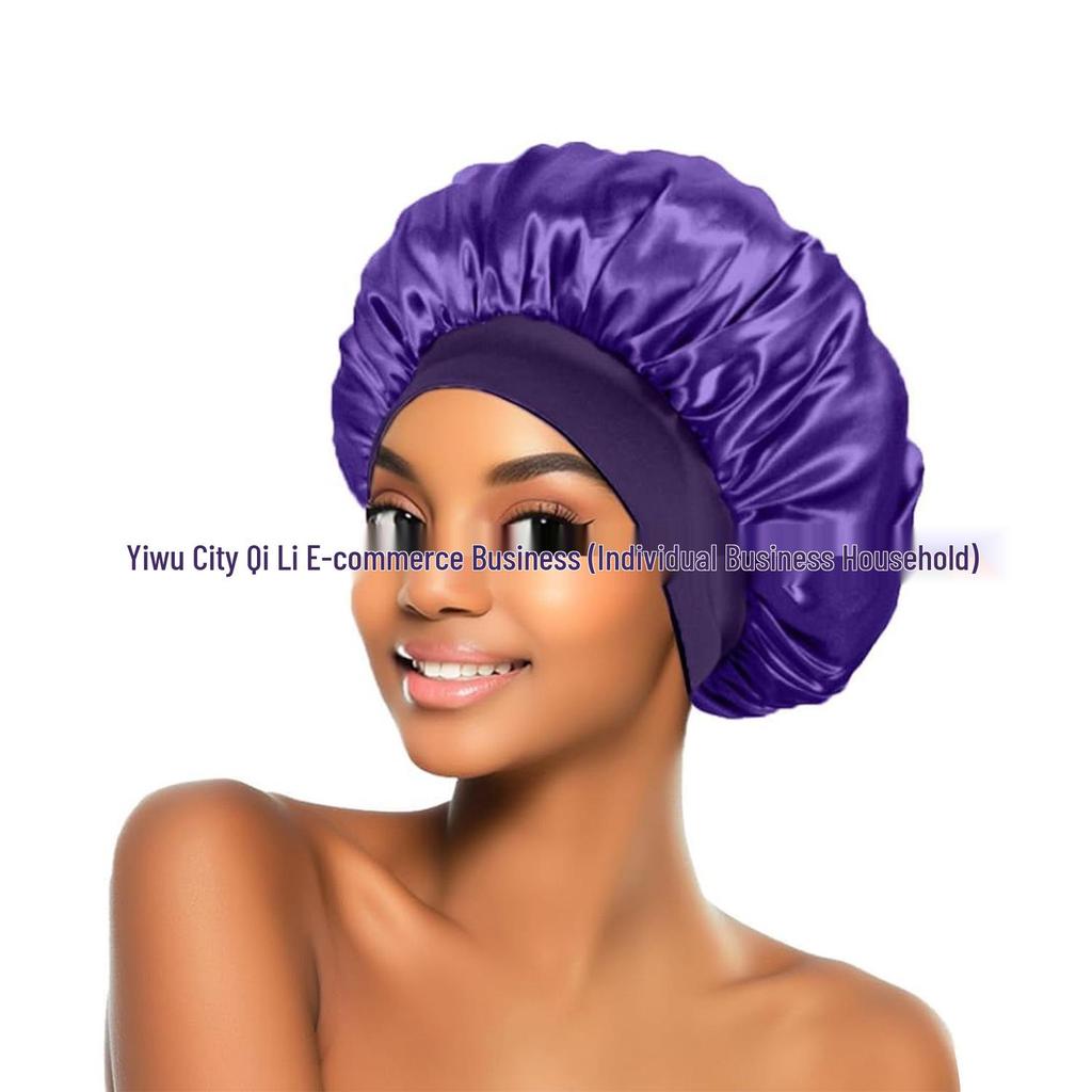 Women's Satin Wide-Brim Nightcap for Hair Care & Styling