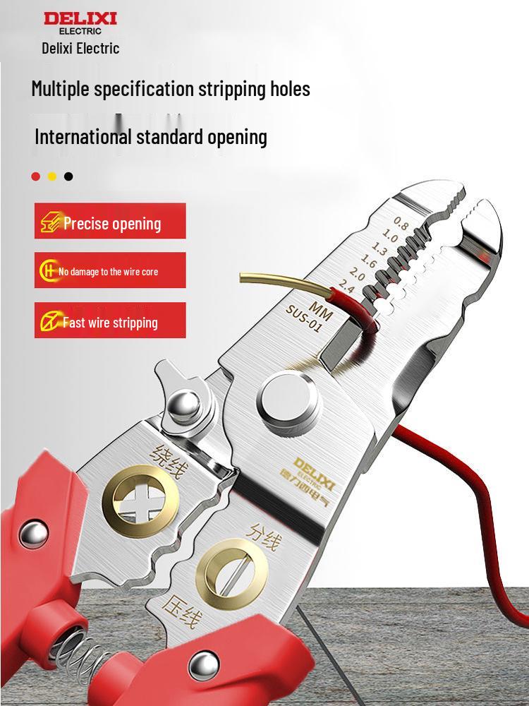 DELIXI Multifunctional Electrician Wire Stripper and Crimper Pliers