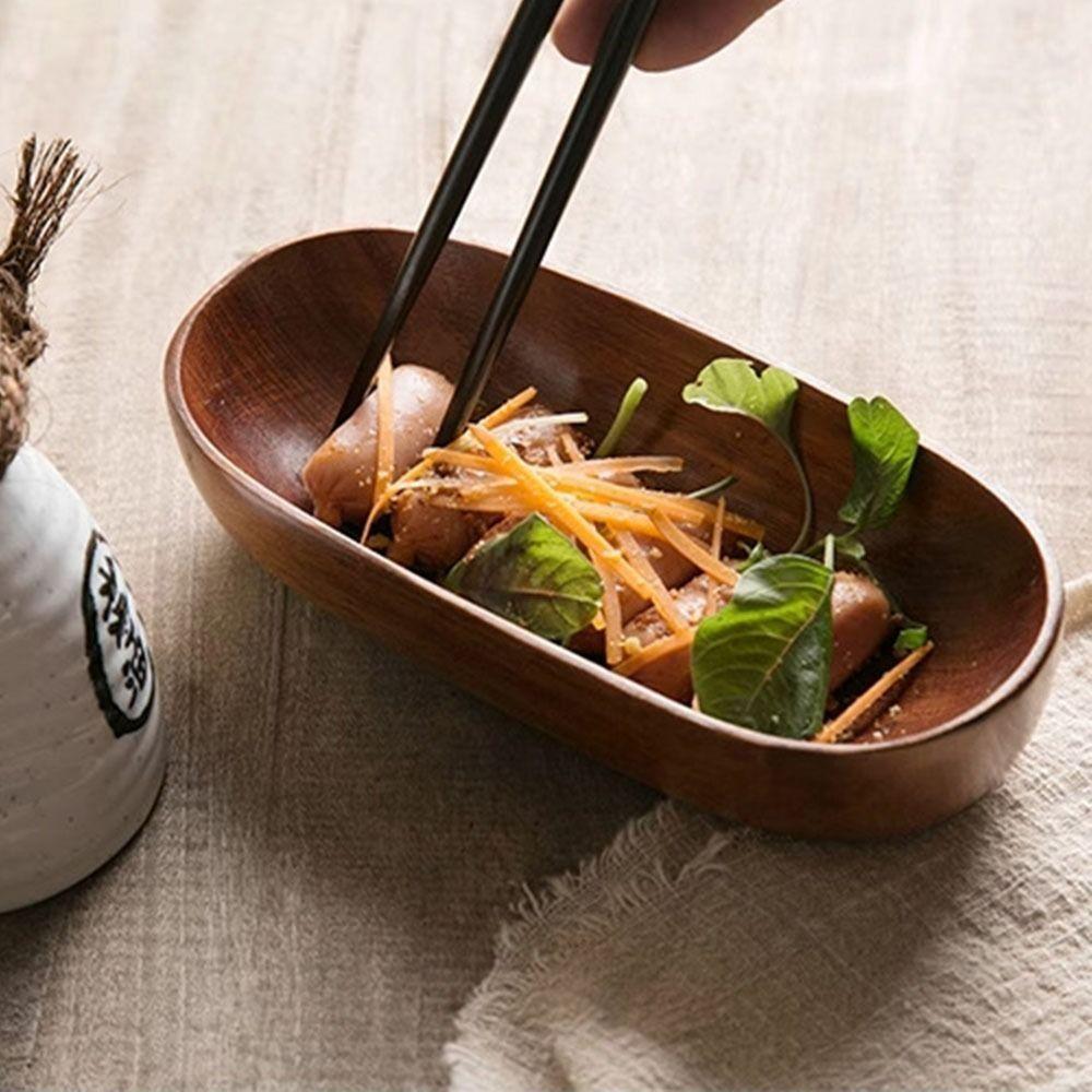 Oval Dried Fruits Serving Tray Wooden Sushi Snack Plate Household Salad Bowl for Food
