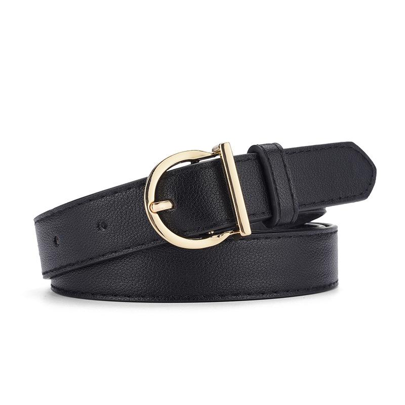 Stylish Retro Gold Pin Buckle Women'S Belt Personalized Simple Decorative Suit Jeans Dress Belt Women'S