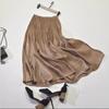 Mercerized Skirt Women'S Summer New Comfort Plus Size Cool A- Line Skirt Temperament Slimming Elastic Waist Midi Skirt