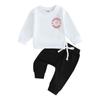 Baby 2Pcs Christmas Outfits Long Sleeve Santa Letter Print Pullover and Pants Set Toddler Clothes