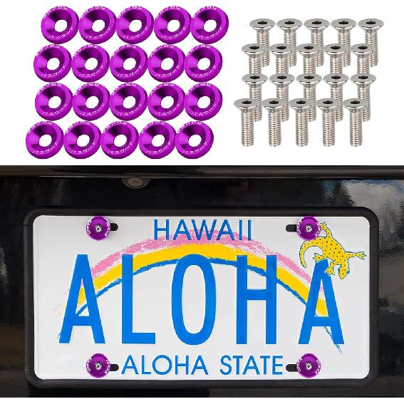 20 шт. Болт-шайба для крыла и бампера, Алюминиевая шайба для крыла, Комплект для украшения моторного отсека, Крепеж M6, Комплект шайб для крыла JDM, Подходит для болта-шайбы бампера,