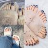 Short Length False Toe Nails Square Head Foot Nail Tips Detachable Press On Nails  Women