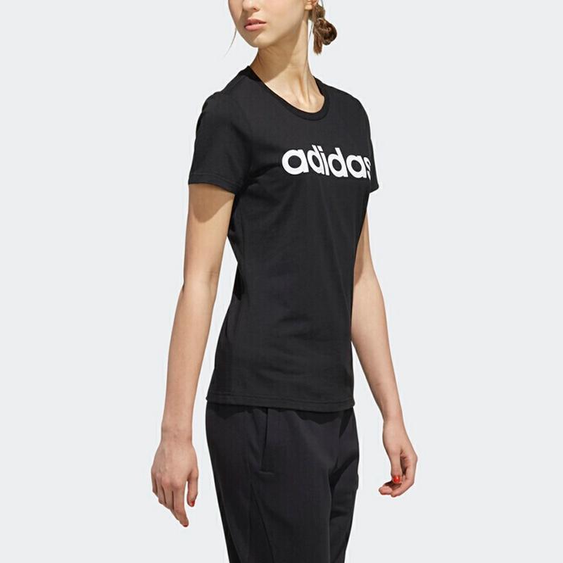 Adidas Neo Casual Sport Round Neck Short Sleeve T-Shirt Women Tops Black EI4724