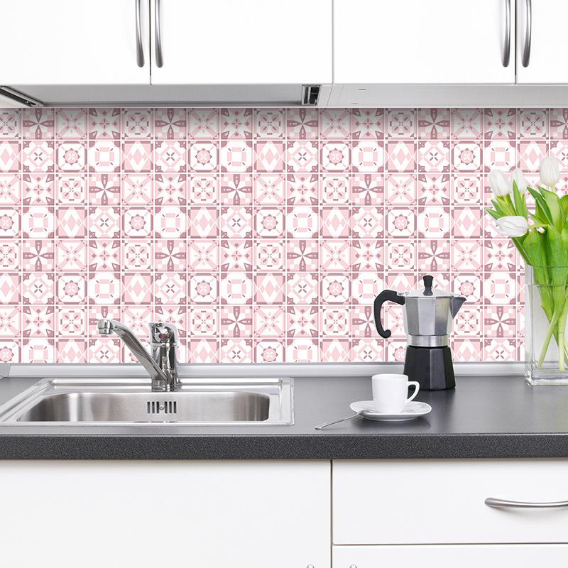 Розовый цветок, наклейка на плитку, кухонный фартук, маслостойкая ванная комната, водостойкая наклейка на стену для домашнего декора, художественная роспись