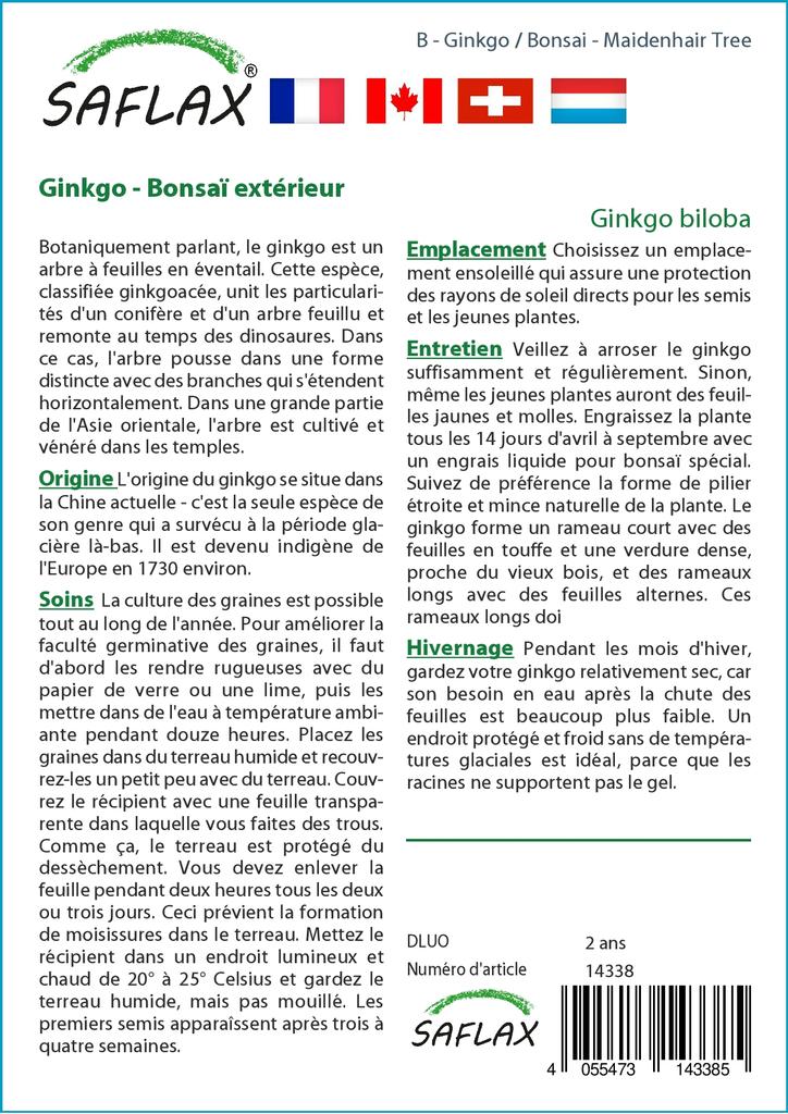 SAFLAX Garden in the Bag - Бонсай - Дерево девичьего волоса - 4 семени - С субстратом в подходящем пакете - Гинкго двулопастный