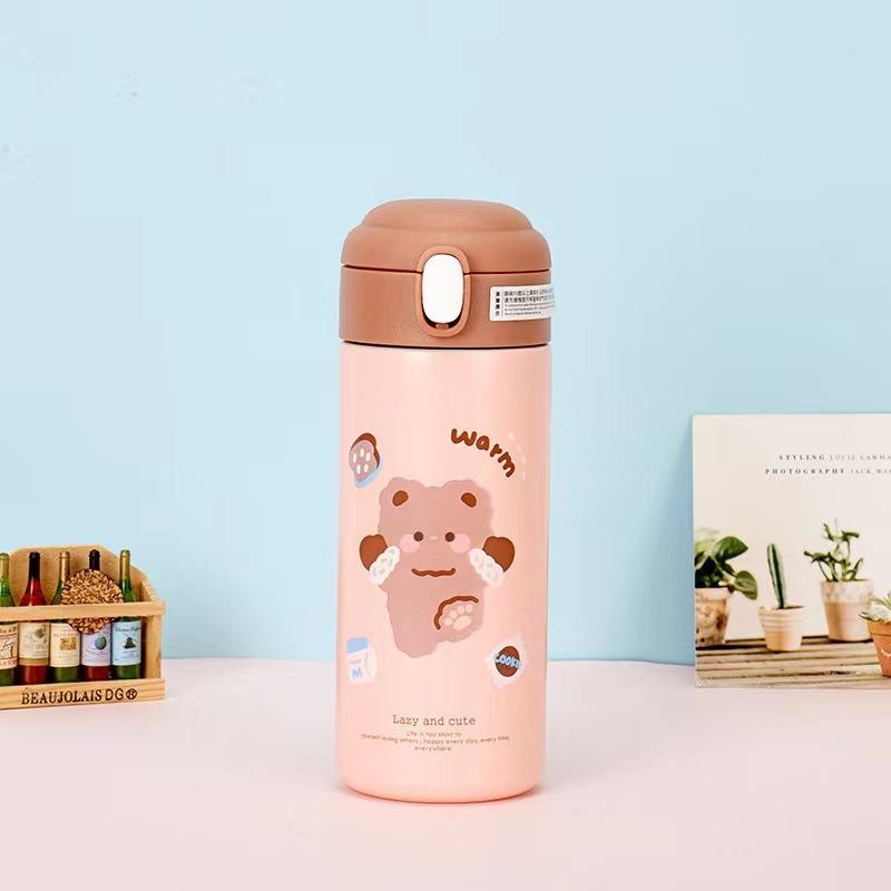 Cute Bear Sippy Cup Insulated Pot Student Cartoon Play Diving Cup Ins Wind Girl Heart Thermos Cup
