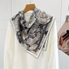 Lace Trim Silk Wool Square Scarf 65cm Double-sided Print Fall Winter Versatile Shawl