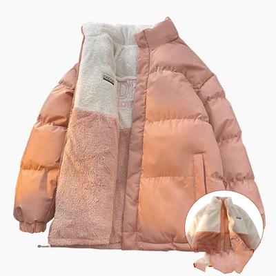 Зимняя теплая куртка с подкладкой, мужская, женская, повседневная, однотонная, двусторонняя, носимая, парка, мужская, уличная, толстые флисовые пальто