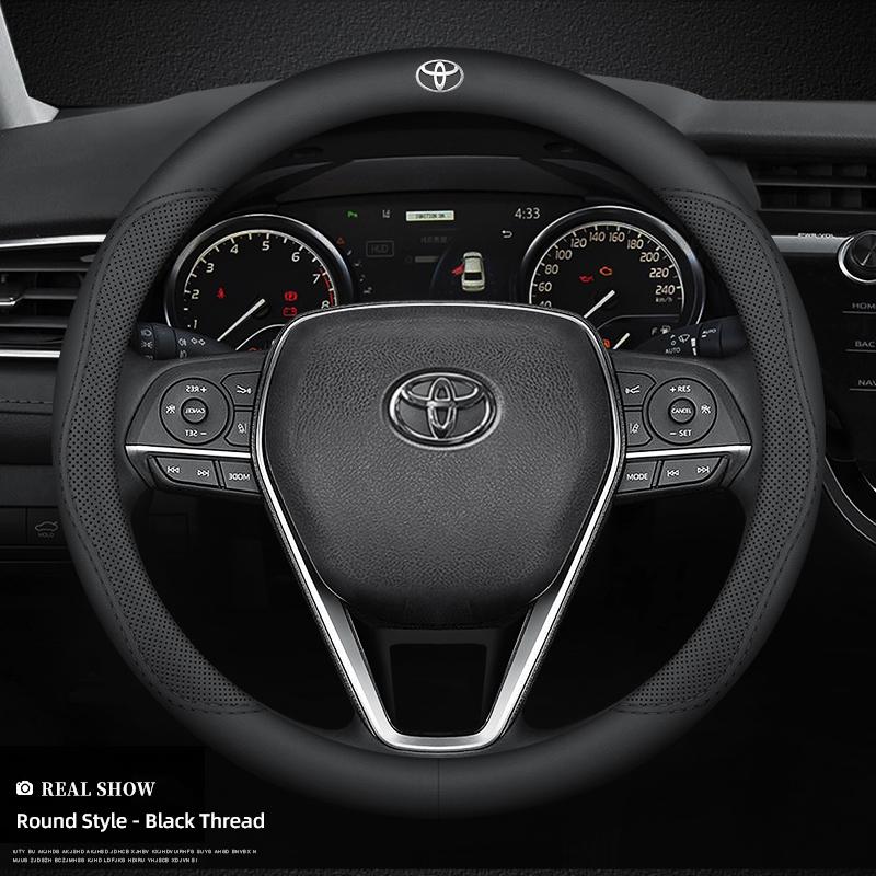 Car Leather Steering Wheel Cover Anti Slip Steer Handle Caps For Toyota RAV4 Corolla Camry Frontier Supra C-HR Hilux Keychain