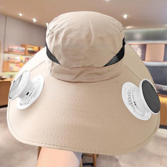 Широкополая шляпа-веер с солнечной батареей для мужчин и женщин, защита от ультрафиолета, уличное панама с 2 встроенными вентиляторами для пешего туризма, кемпинга, рыбалки