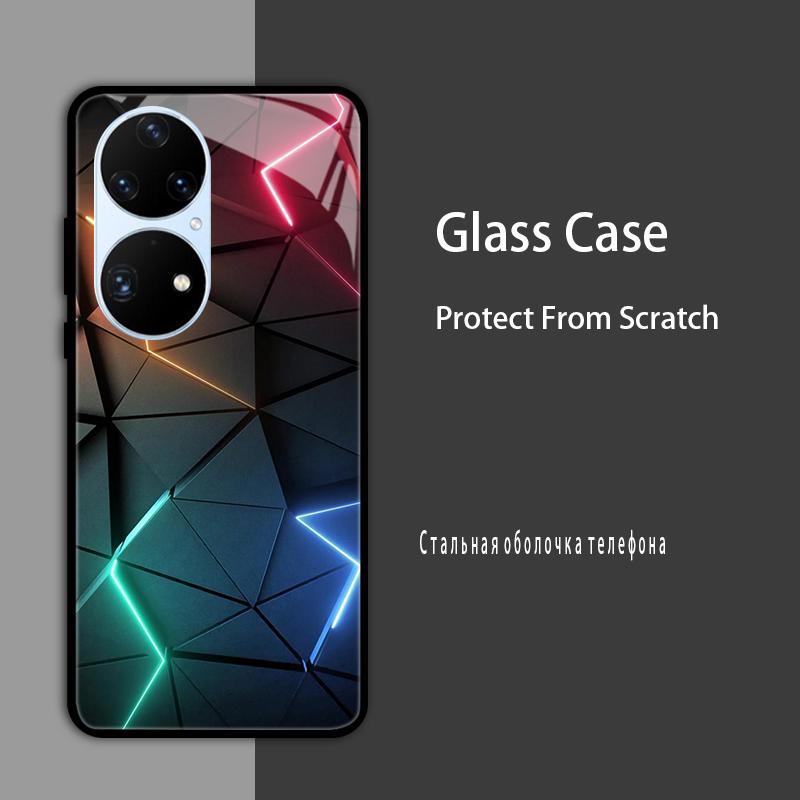 Чехол для Huawei P50 Pro P50E P 50 Роскошный закаленный стеклянный чехол для телефона Huawei P50 E Задняя крышка Модный защитный чехол P50Pro