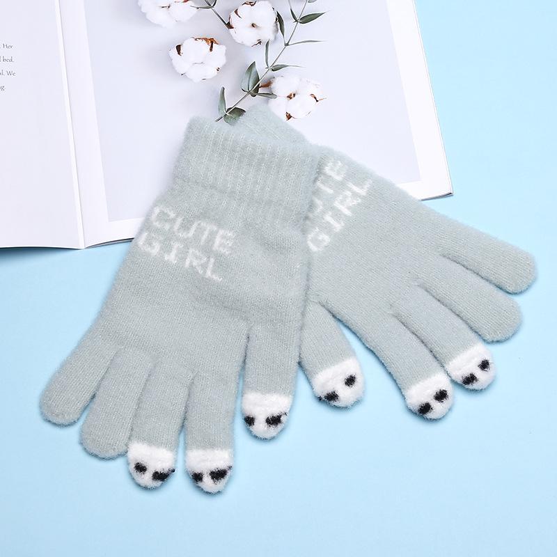 Перчатки без пальцев, теплые и защищающие от холода плюшевые вязаные, милые студенты осенью и зимой, кончики пяти пальцев