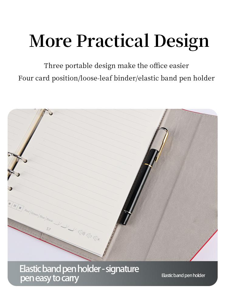Personalized Refillable Ring Binder Journal A5 Leather Loose Leaf Planner Organizer Notebook with Smart Fingerprint Lock