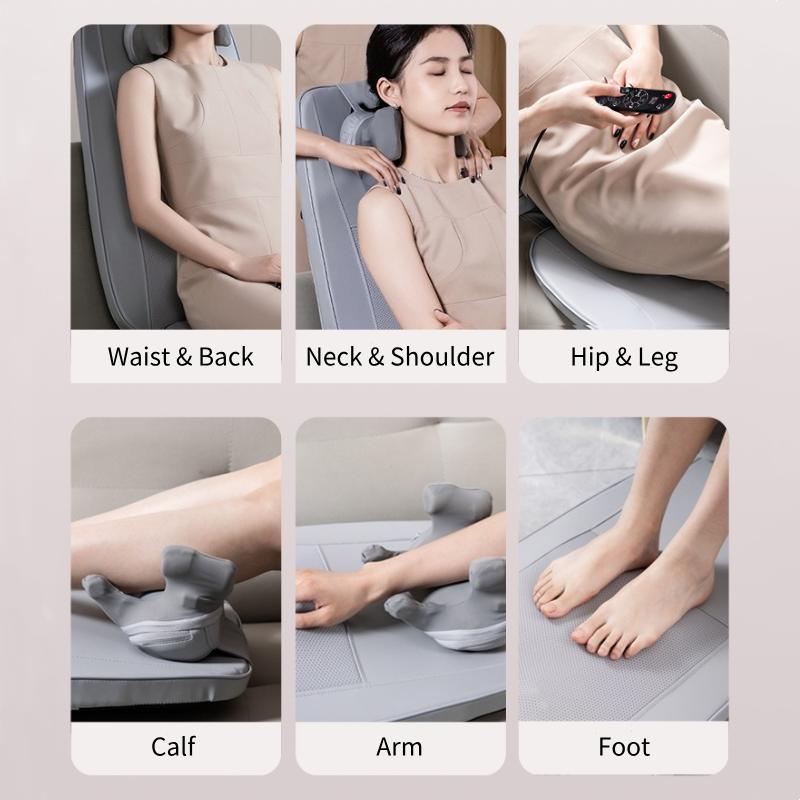Электрический массажер для спины Вибрирующий массажный стул для шейного отдела позвоночника Подушка для сиденья для тела Шиацу С подогревом Разминающий Релаксация Для дома Офиса