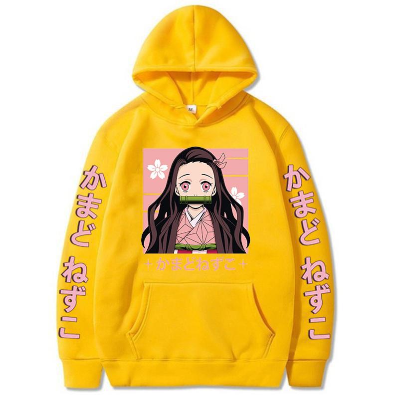 Новые толстовки унисекс в стиле японского аниме «Убийца демонов» Kamado Nezuko Kimetsu No Yaiba, уличная одежда больших размеров, женские повседневные топы унисекс