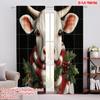 2pcs,2D Plane Printing Popular Curtains Christmas Cow Holly Scarf (2) Versatile Fabric (without Rod) Decorations Outdoor Ldeal