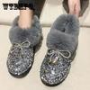 Women's Winter Warm Short Cotton Boots Female Large Size Sequins Non Slip Flat Snow Boots
